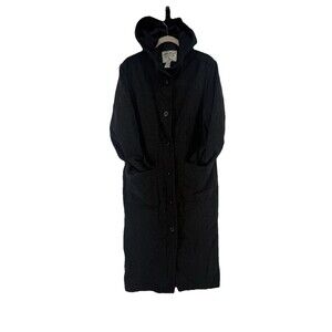 Vintage Eddie Bauer Wool Blend Long Hooded Coat Jacket Petite Medium MP